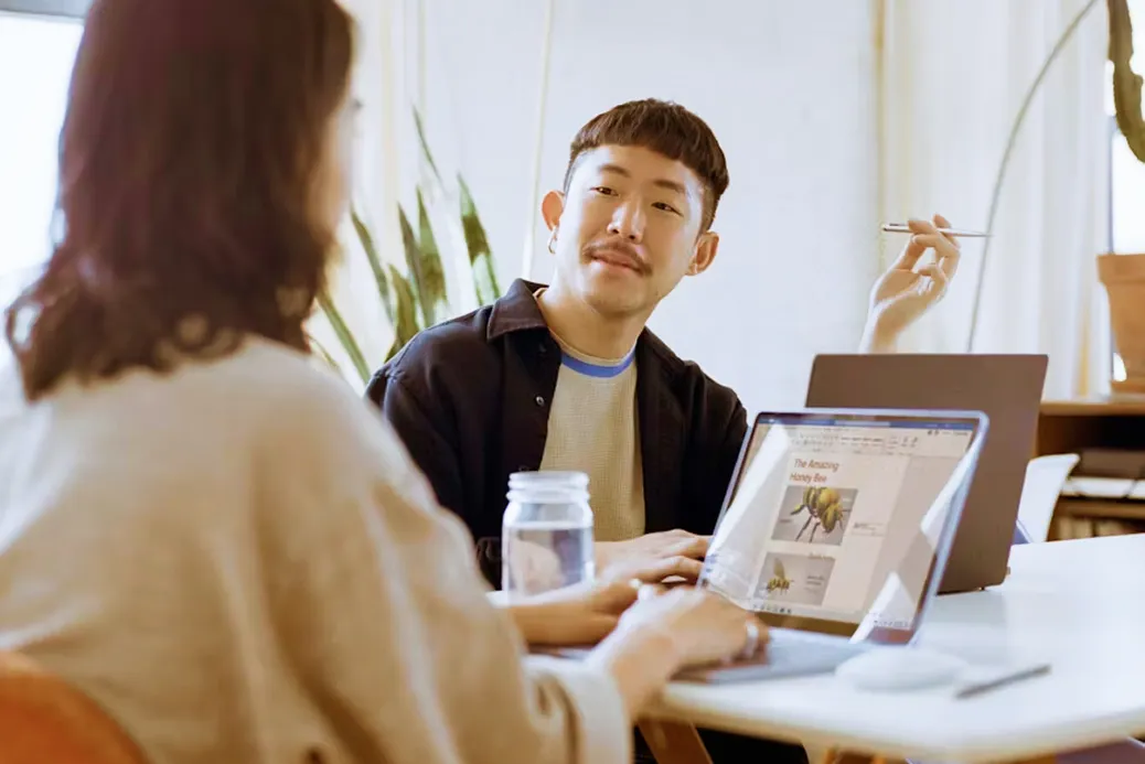 Team collaboration in office meeting